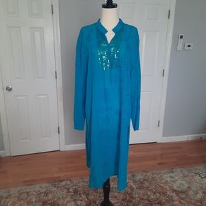 Chico's Silk Pogoda Embroidered tunic top